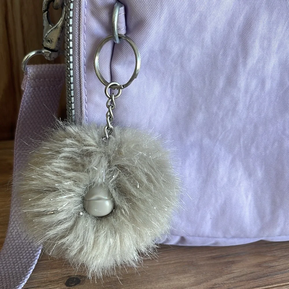 Kipling  Miyo Insulated Water Resistant Lavender Women's Bag with Pom Pom Charm - Picture 3 of 10